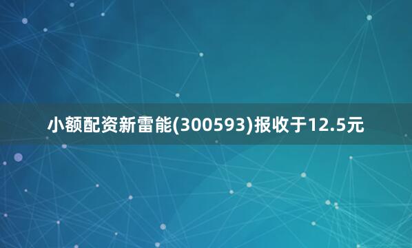 小额配资新雷能(300593)报收于12.5元